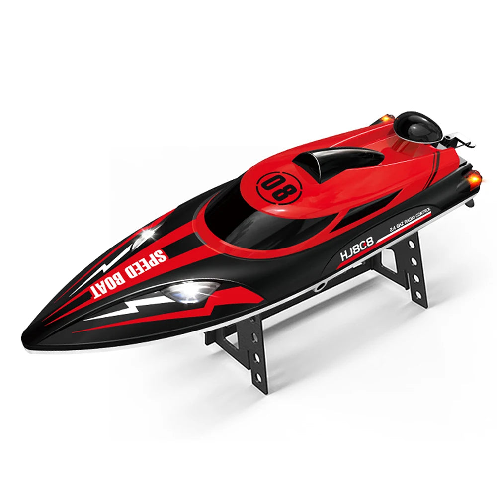 9IMOD HJ808 RC Boat 2.4G High-Speed Remote Control Racing Boat LED 370 Brushed Motor 25Km/h for Adults and Kids