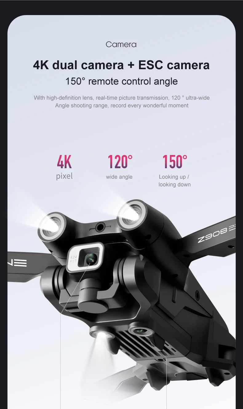 Z908Drone 4k professional rc free shipping dji mini Gps fpv camera Most sold jjrc camera drone 2024 long distancecopter drone