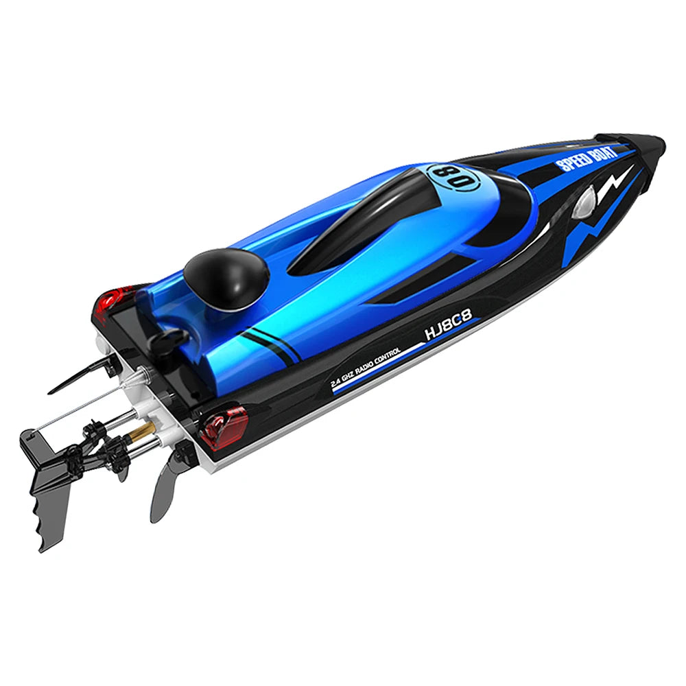 9IMOD HJ808 RC Boat 2.4G High-Speed Remote Control Racing Boat LED 370 Brushed Motor 25Km/h for Adults and Kids