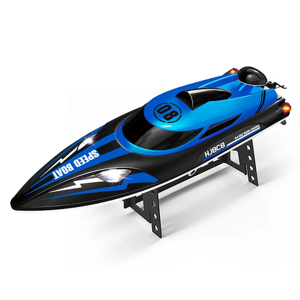 9IMOD HJ808 RC Boat 2.4G High-Speed Remote Control Racing Boat LED 370 Brushed Motor 25Km/h for Adults and Kids